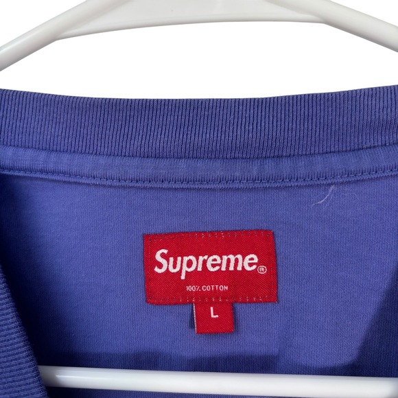 Supreme Shirt Mens Large Trademark Long Sleeve 2019 Purple Gold Back Text Cotton - Picture 4 of 11